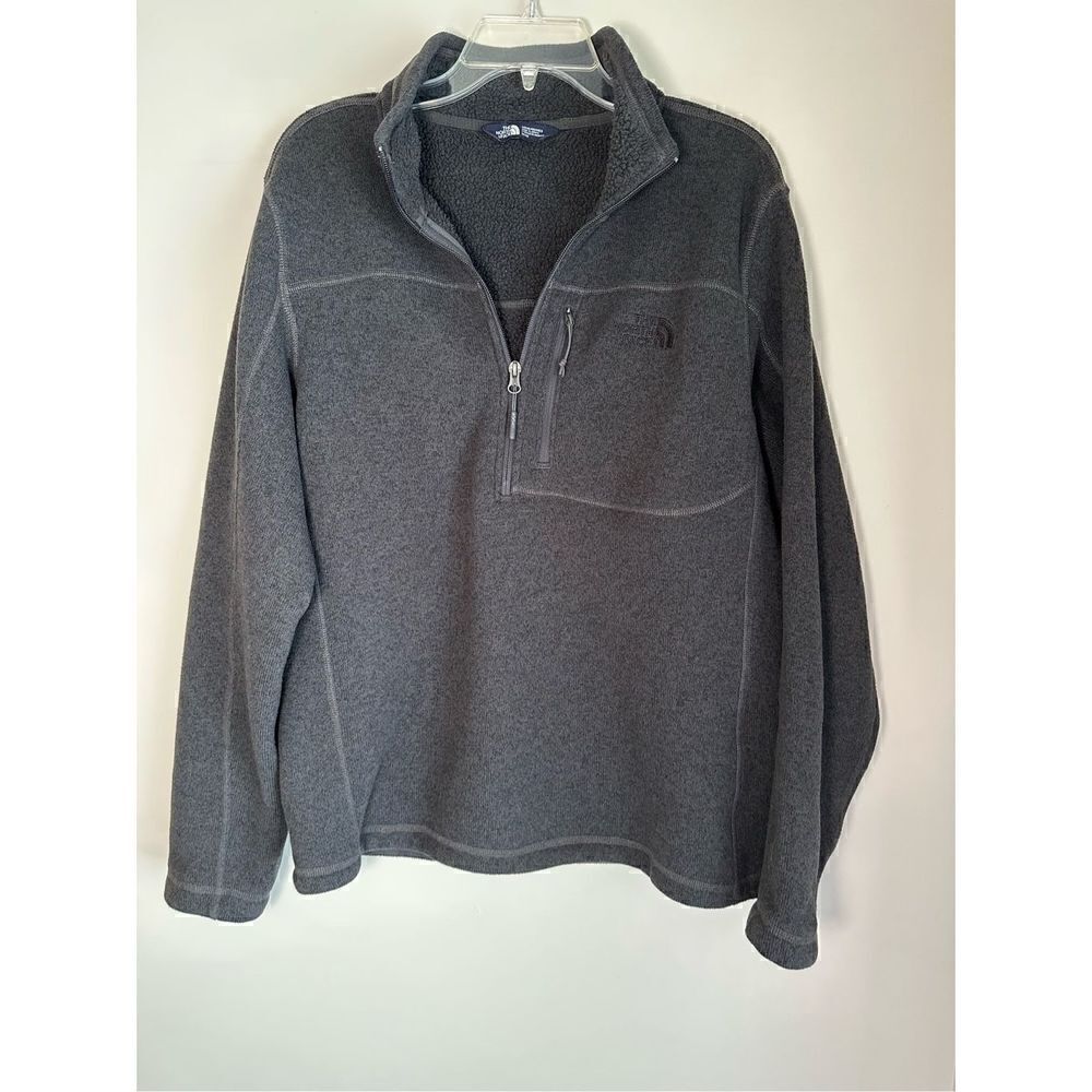 North Face men’s charcoal gray 1/4 zip fleece jacket size medium #6-0179